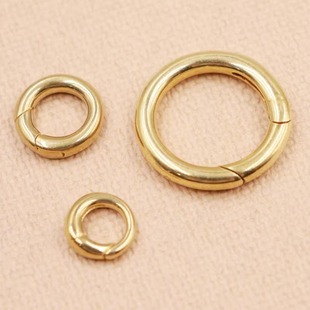 黄铜圆形弹簧扣 纯铜圆环活动开口弹簧圈diy五金女包配件钥匙扣