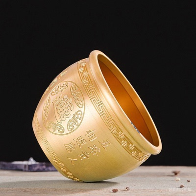 纯黄铜百福招财米缸聚宝盆摆件