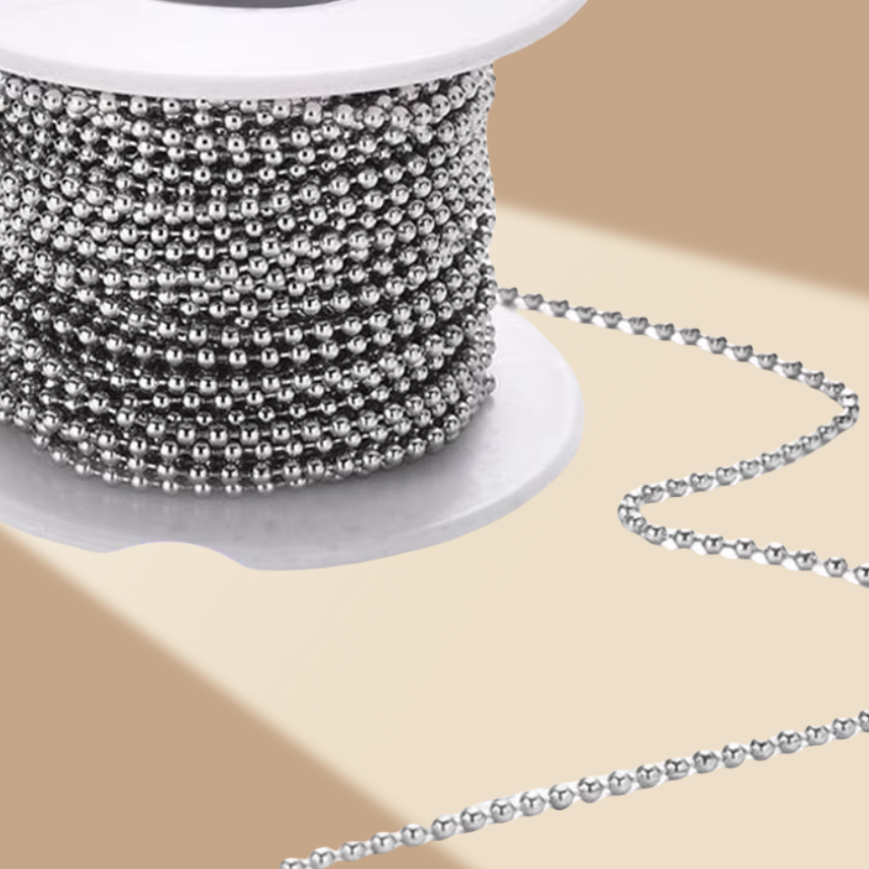 圆珠链线轴304不锈钢球珠链串珠项链diy金属卷装波珠链子吊牌挂绳