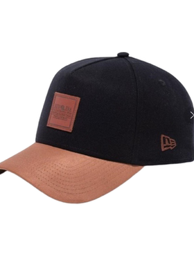 New Era/纽亦华 复古logo系列 麂皮拼接皮标可调节棒球帽潮流遮阳