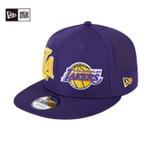 纽亦华New 紫色透气潮流遮阳平檐帽可调节 湖人队双logo Era &NBA