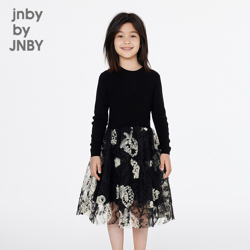 江南布衣童装长袖毛衫羊毛连衣裙圆领A型春女童儿童jnbybyjnby