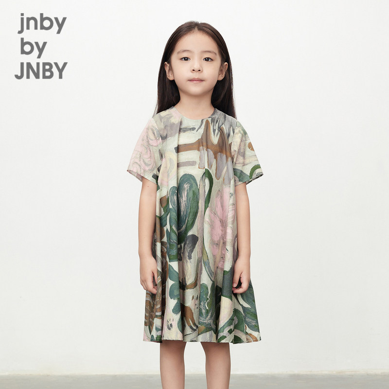 江南布衣童装短袖连衣裙府绸印花公主裙轻薄夏女童儿童jnbybyj