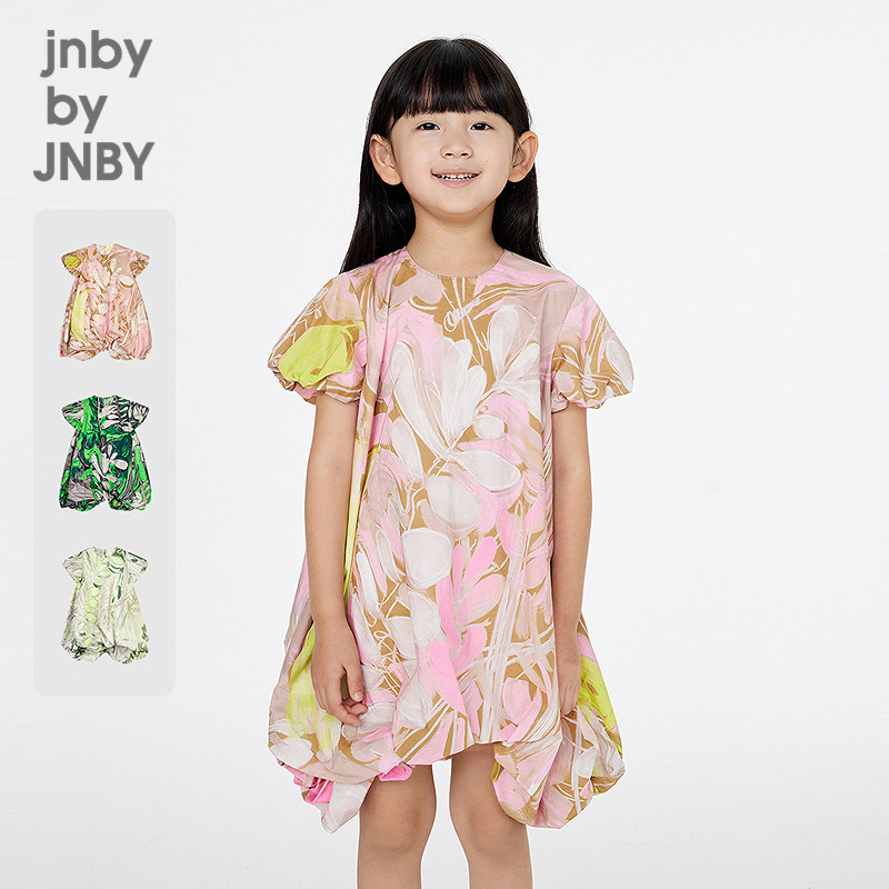 江南布衣童装短袖连衣裙多色府绸轻薄花型公主裙夏女童jnbybyj