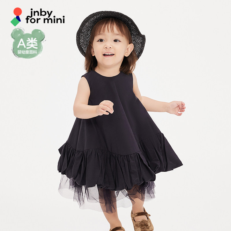 江南布衣婴童无袖连衣裙无袖无领拼接A型夏女童婴儿jnbybyjn