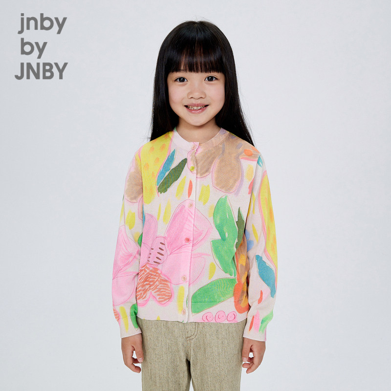 江南布衣童装棉开衫针织衫外套花朵图案秋冬女童儿童jnbybyjn