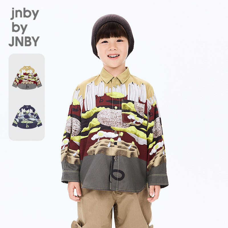 江南布衣童装宽松休闲长袖衬衫H型简约绒感简约秋男童jnbybyj