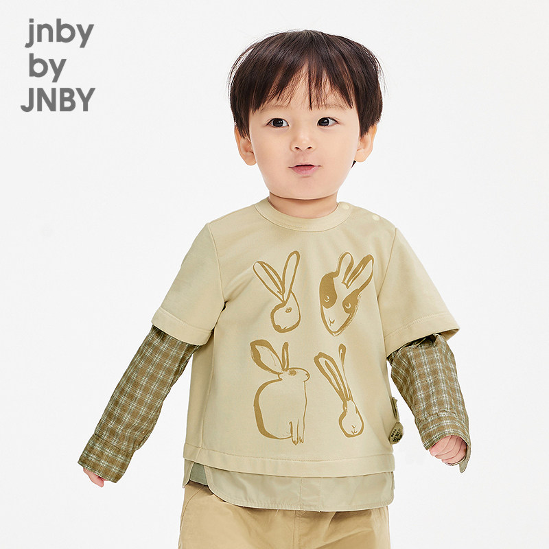 江南布衣婴童套头卫衣可爱长袖圆领拼接春男女童婴儿jnbybyjn