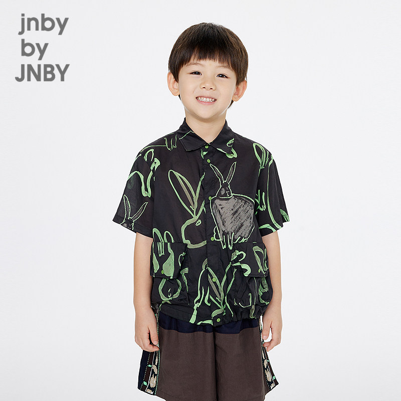 江南布衣童装短袖衬衣中袖衬衫领花型休闲夏男女童jnbybyjnb