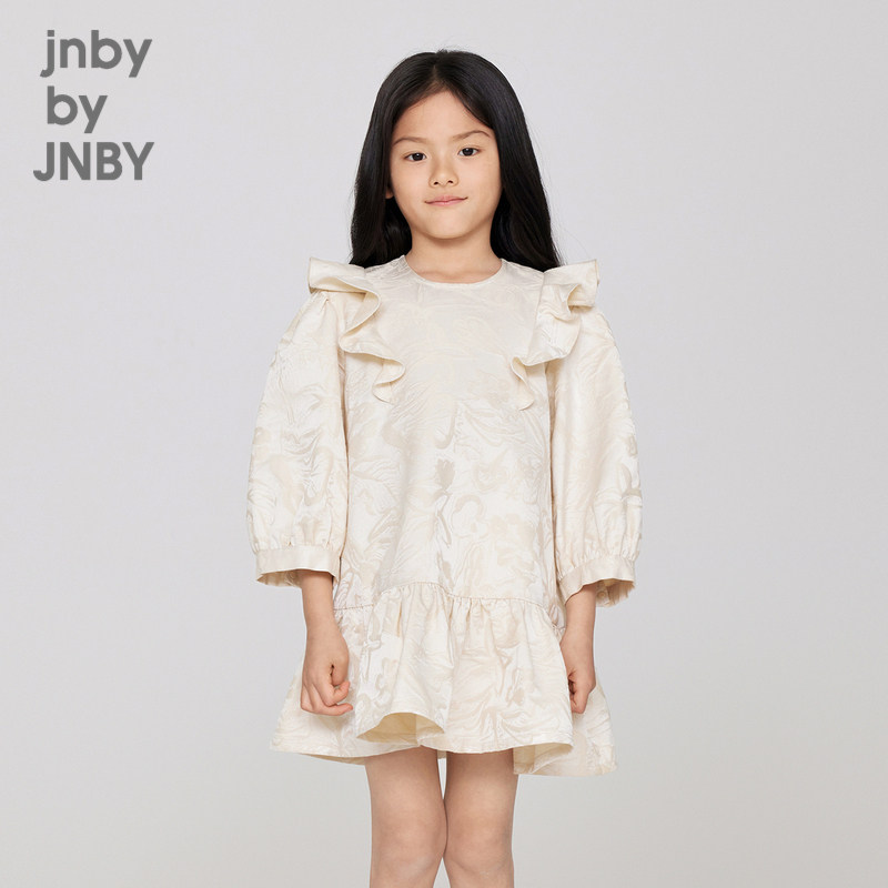 江南布衣童装秋连衣裙中袖气质礼服裙光泽感女童儿童jnbybyjn