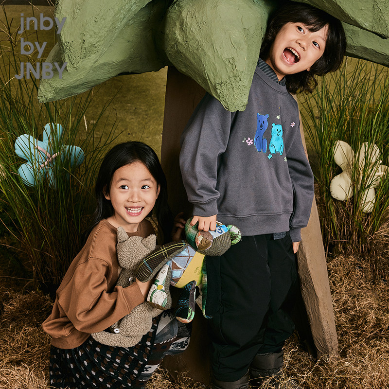 江南布衣童装棉毛圈布卫衣小熊图案秋冬男女童儿童jnbybyjnby