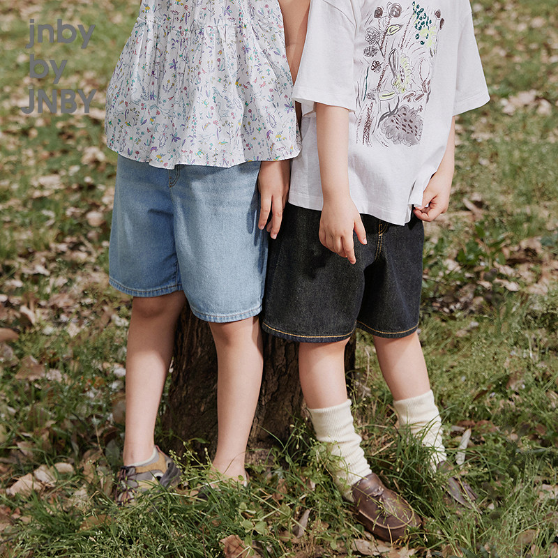 江南布衣童装牛仔短裤时尚纯色水洗夏男女童儿童jnbybyjnby