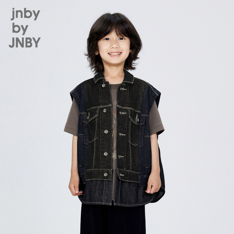 江南布衣童装棉麻牛仔结构重组马甲时髦秋冬男童儿童jnbybyjn