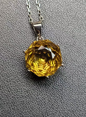 天然玫瑰花切割黄水晶吊坠8边形玫瑰花直径12mm