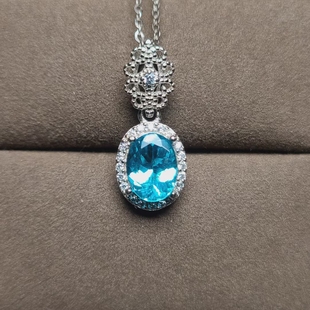 磷灰石吊坠天然的颜色 霓虹蓝 帕拉伊巴颜色 ​显白色系宝石