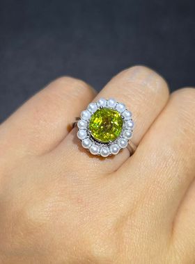 天然榍石戒指稀有宝石特点闪烁度媲美钻石太阳下更加闪烁2.94克拉