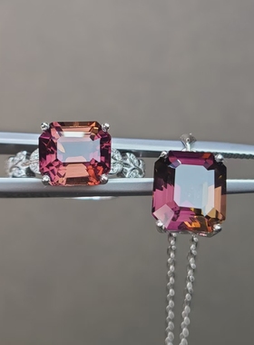 双色碧玺戒指双色碧玺吊坠阿斯切工艺碧玺 大自然的颜色全净体