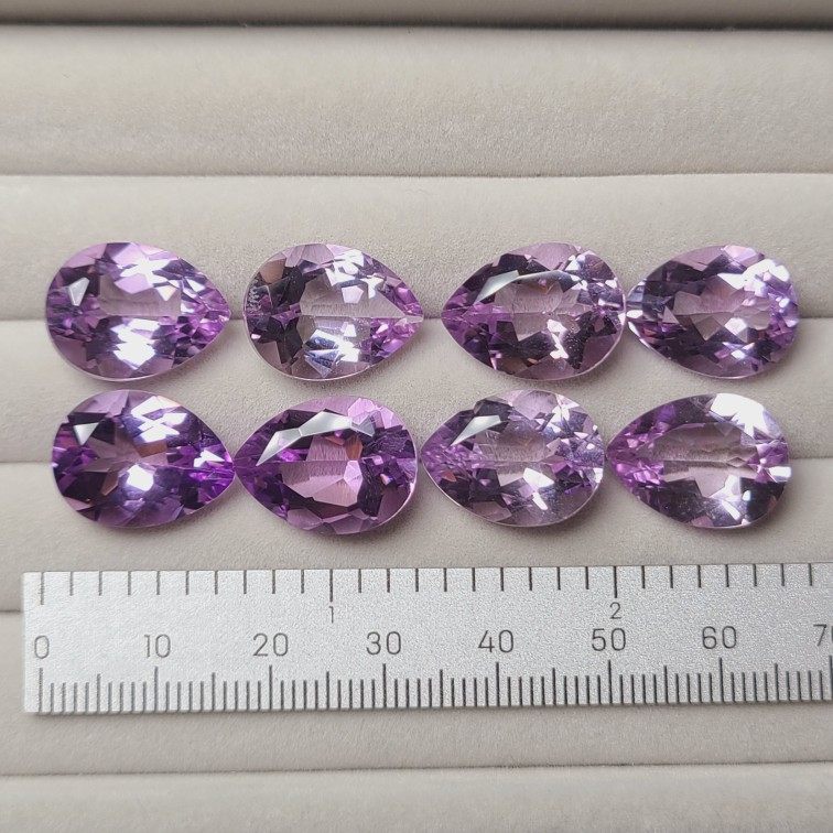 天然紫水晶裸石 水滴形状 8克拉 12*16mm ​货多价格亲民