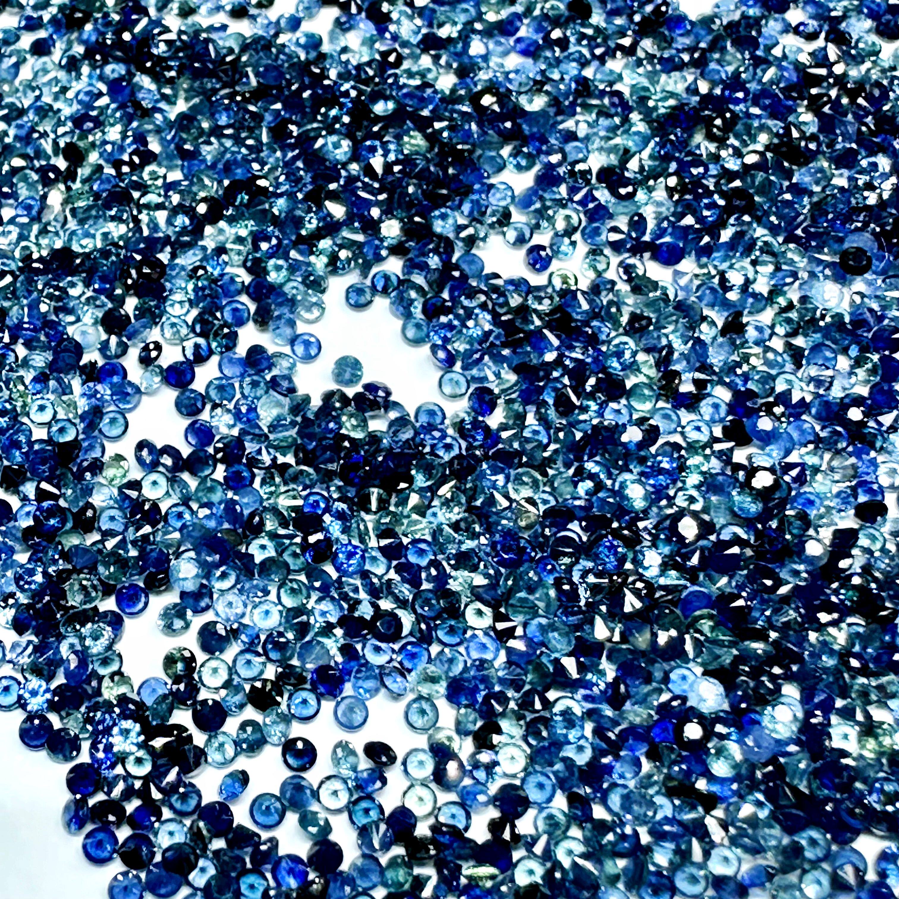 天然蓝宝石配石1.3mm 颗颗晶体好精挑山东蓝宝石