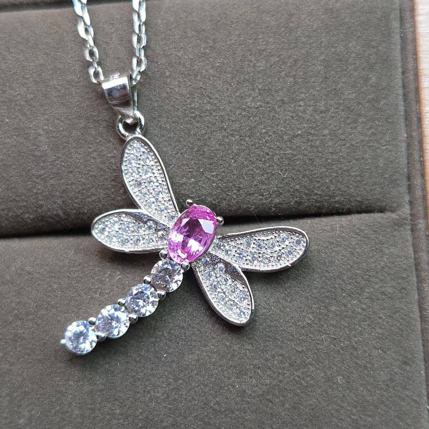 天然帕帕拉恰蓝宝石吊坠重量50分4*6mm莲花蓝宝石亮丽仿佛粉钻