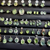 天然葡萄石戒指耳钉吊坠耳坠全家福强光葡萄石晶莹剔透精选性价比