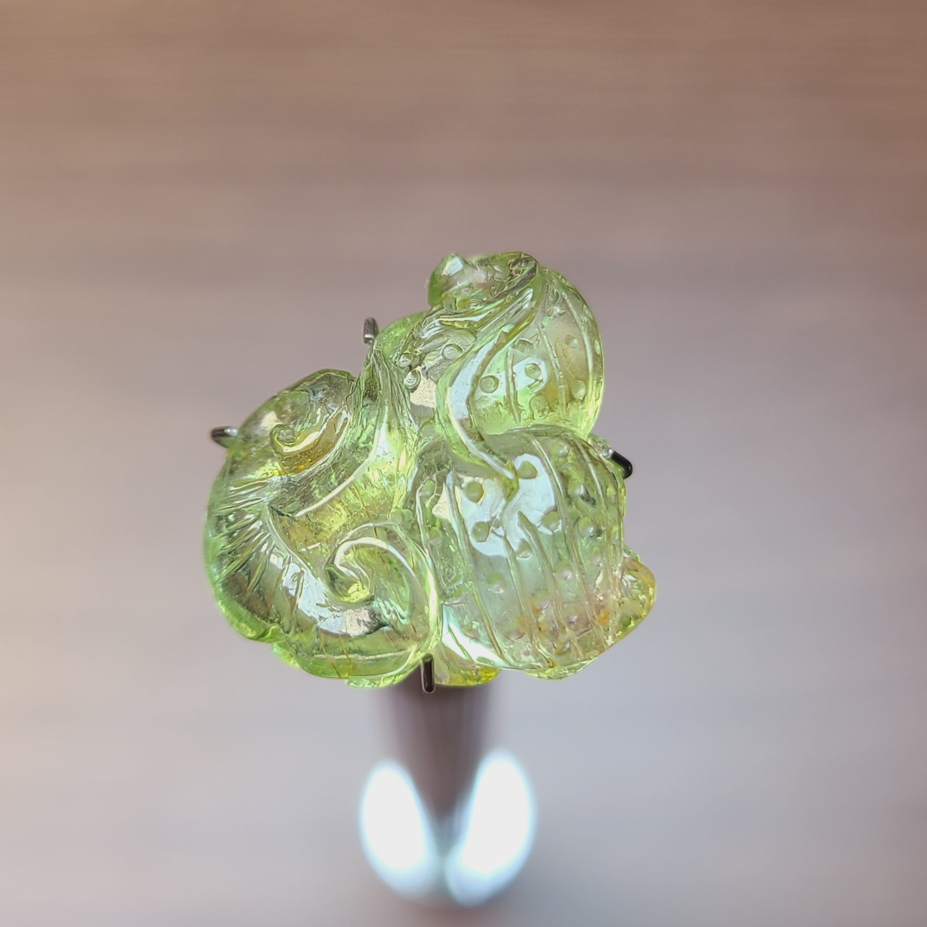天然碧玺雕件 碧玺挂件 清新薄荷绿色 稀有色 一生如意 14克拉