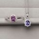 颜色宝石4 天然紫色蓝宝石吊坠紫玫色戒指ab款 天然 5mm925银镶