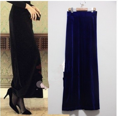 2025春秋冬新款半身裙女后开叉长裙大码金丝绒直筒裙包臀一步裙潮