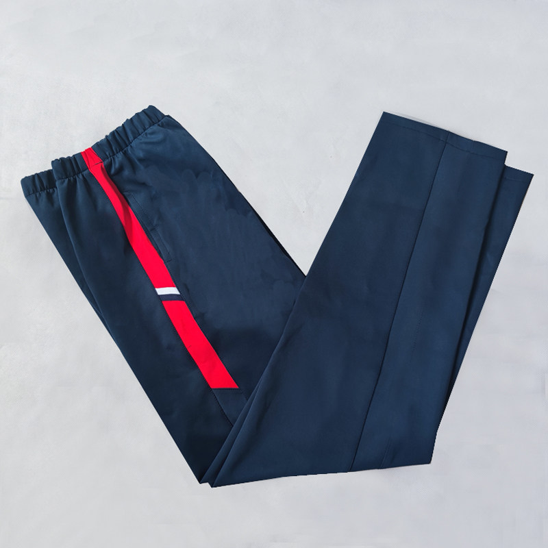 藏蓝色校服裤子男女款初高中小学生直筒上大红宽杠中间白蓝杠四季