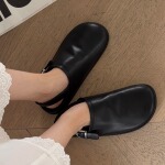 诗歌兰2026年新款真皮复古包头勃肯鞋女简约老钱风松弛感包头拖鞋