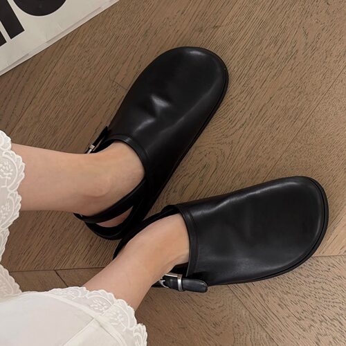 诗歌兰真皮复古包头勃肯女鞋