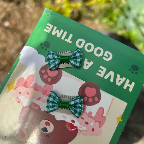 手工宠物饰品小清新格子狗狗发夹头花对夹甩不掉泰迪比熊约克夏犬