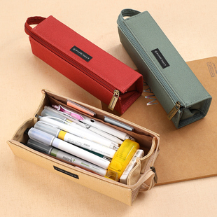 日本国誉笔袋对开方形一米新纯kokuyo男女生简约大容量文具铅笔袋