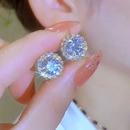 爆闪满钻耳扣s925银针高级感小众气质耳环女轻奢2025新款 耳饰 爆款