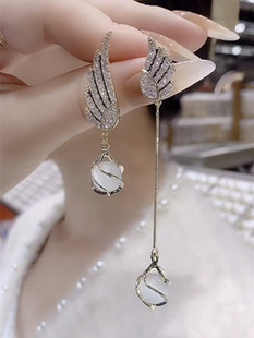 不对称天使之翼流苏耳环女韩国气质夸张网红个性AB款耳饰银针耳钉