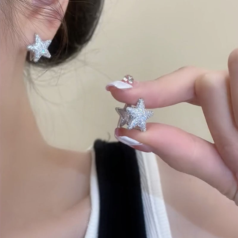 双面星星耳扣气质五角星耳钉耳环