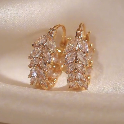 锆石麦穗耳圈女小众轻奢气质耳环