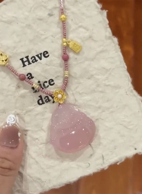 新中式冰透玉髓佛公吊坠项链轻奢