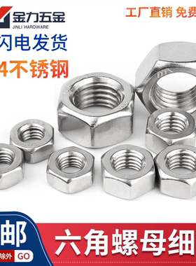 304不锈钢细牙细丝细扣六角螺帽GB6171螺母M8*1 M12*1.25 M16*1.5