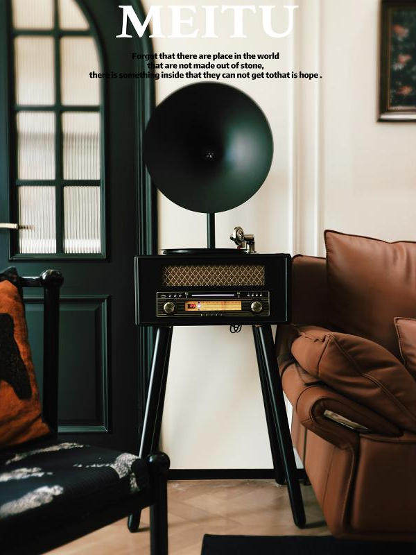 Otieno modern French European and American retro phonograph record player, Bluetooth audio speaker, vinyl record player