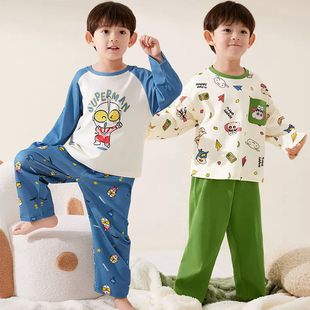儿童睡衣男童春秋纯棉套头A类秋季全棉秋款套装长袖男孩子家居服