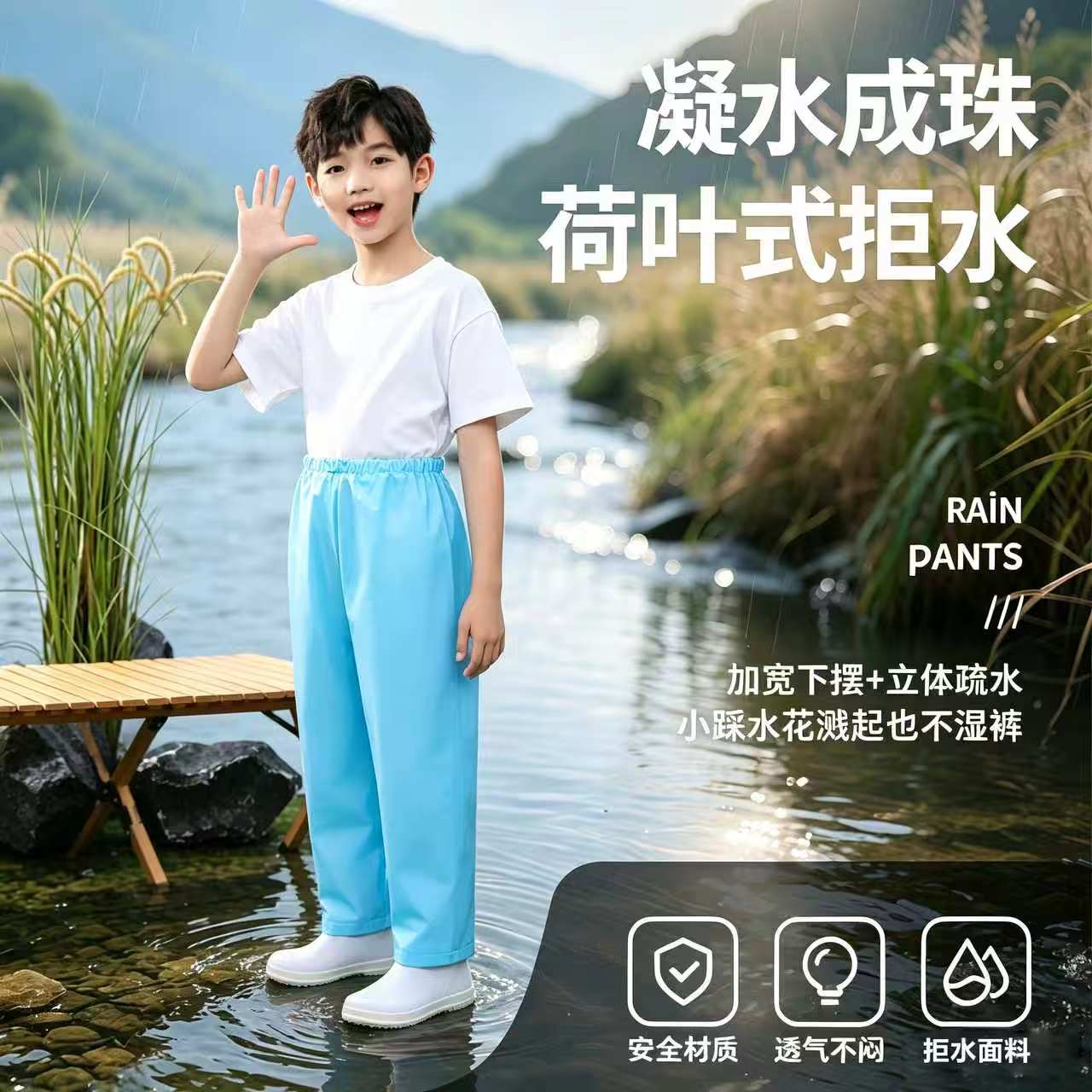 儿童雨裤男童女童幼儿园学生宝宝防水玩水防雨半身雨衣雨裤套水裤