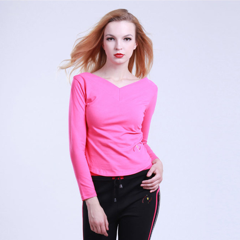 舞动空间棉v领长袖上衣形体舞蹈服女广场舞服装成人拉丁瑜伽服