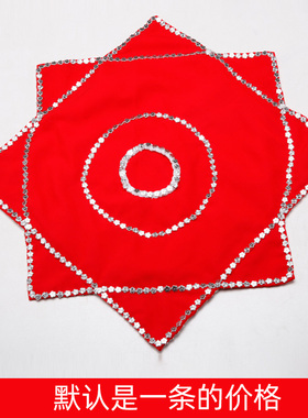 红舞鞋二人转手绢花东北秧歌梅花亮片手绢考级麻纱八角巾90095