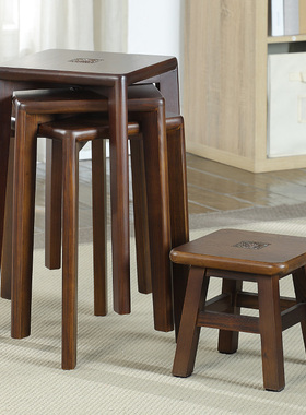 实木凳子可叠放木凳中式餐凳家用结实耐用木头方凳圆凳矮凳小板凳
