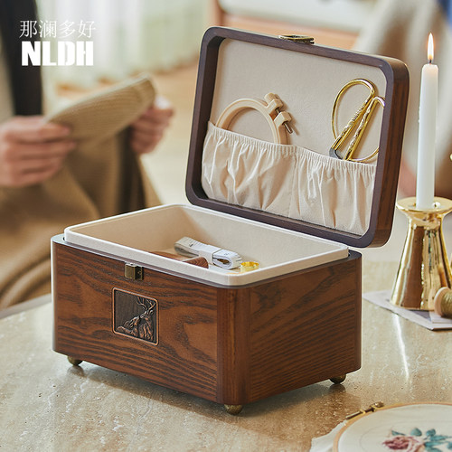 那澜多好大容量复古收纳针线盒