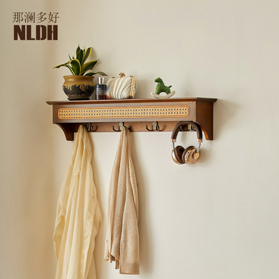 入户进门玄关挂衣钩墙上挂衣架壁挂式实木挂钩置物架卧室衣服挂架