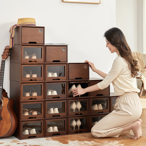 实木透明神器亚克力网红防尘鞋盒