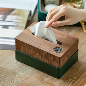 胡桃木纸巾盒客厅遥控器收纳盒餐桌茶几轻奢家用实木新中式抽纸盒