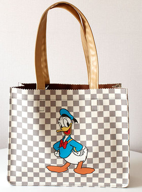 可爱优质迪士尼唐老鸭灰色大号单肩包手提包A4文件包补习包逛街包